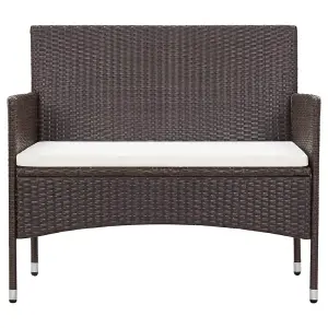 Berkfield Garden Bench with Cushion Poly Rattan Brown