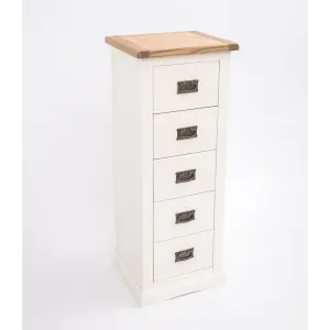 Cosenza 5 Drawer Narrow Chest of Drawers Bras Drop Handle