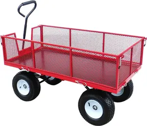 LiftMate Heavy Duty Garden Trolley Cart Wagon Truck with Folding Sides & Phenolic Plywood Deck, 350kg Capacity