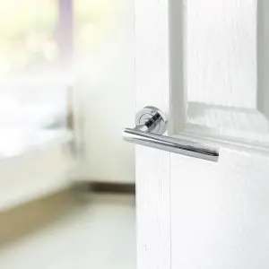 Door Handles T Bar Straight Lever on Rose Latch & Hinges - Chrome