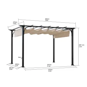 Sunjoy Pergola GIONA - 363cm x 277cm Steel With Adjust Shade