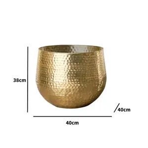 Melody Maison Large Gold Hammered Metal Planter 40cm x 38cm