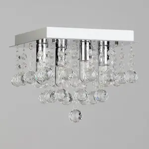 Litecraft Orlando Chrome 4 Lamp Square Bathroom Flush Ceiling Light