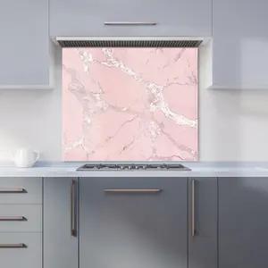 Baby Pink Quartz Effect Premium Glass Kitchen Splashback W600mm x H650mm