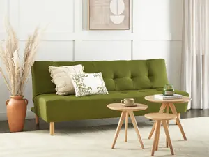 Beliani Retro Sofa Bed ALSTEN Green