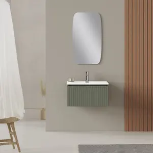 Banyetti Linea Muscat Sage Ribbed Wall Hung Vanity Unit 600mm x 390mm