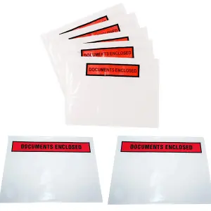 100 x A6 Printed Self Adhesive Document Enclosed Wallets