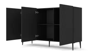 Modern Diune TV Cabinet  in Black Matt and Black Legs 1450mm