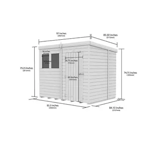 DIY Sheds 8x7 Pent Shed - Double Door With Windows