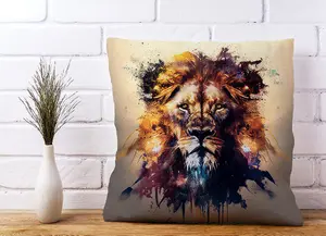 Majestic Lion Face Splashart Cushions 45cm x 45cm