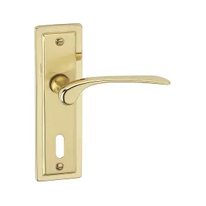 URBNLIVING 159mm Length 8 Pcs Como Dual Metal & Polished Brass Keyhole Lever Latch Door Handles Set