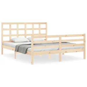 Berkfield Bed Frame with Headboard 160x200 cm Solid Wood