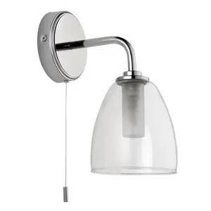 GoodHome Carisi Chrome effect Bathroom Wired Wall light