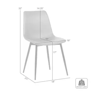 Bixler Contemporary Armless Upholstered Dining Chair with Black Metal Legs Grey