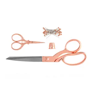 Set: Dressmaking (21.5cm) and Embroidery (9.5cm), Thimble & Pins: Rose Gold