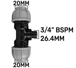 mdpe to click-lock butterfly valve-universal click-lock connection kit (20mm tee)