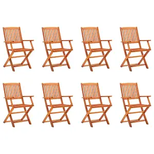 Berkfield Folding Garden Chairs 8 pcs Solid Eucalyptus Wood