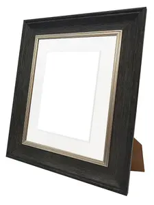 Scandi Charcoal Grey Frame with White Mount for Image Size 10 x 4 Inch