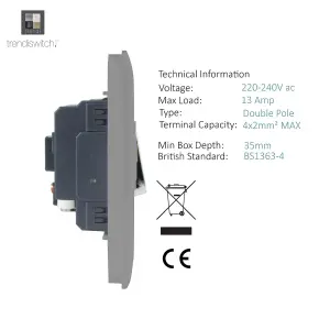 Trendiswitch Light Grey 13 Amp Switched Fused Spur