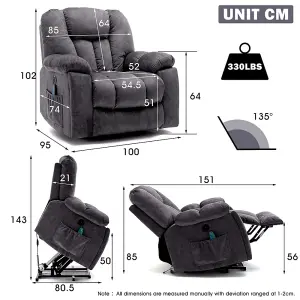 Power Massage Lift Recliner Chair with Heat & Vibration for Elderly, Heavy Duty and Safety Motion Reclining Mechanism