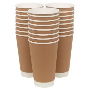 URBNLIVING Double Wall Disposable Hot Drink Cups for Coffee, Chocolate, and Tea 16oz x 50