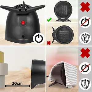 Duronic FH15K Electric Fan Heater with Ceramic Elements, 1.5kW Power, Timer Function up to 15 Hours, 2 Heat Settings (black)