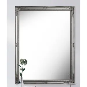 nielsen Ornate Rectangular Wall Mirror for Bedroom, Living Room or Hallway - Silver - 112 x 86cm