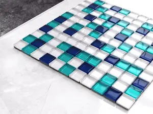 Glass mosaic on mesh for bathroom or kitchen 300mm x 300mm - Rio De Janeiro