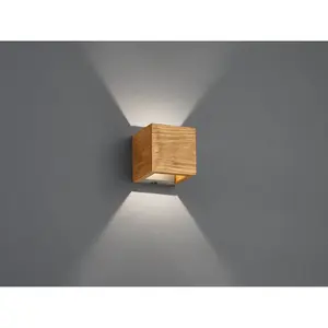 Luminosa Brad Vintage 11cm Up & Down Wall Lamp Wood coloured 3000K - UK Stock