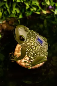 Solar Garden Frog Ornament Silhouette Outdoor Light Decor Animal Novelty Pond