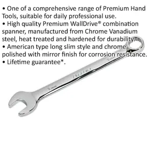 16mm Chrome Vanadium Steel Combination Spanner - Premium Long Slim Design Wrench