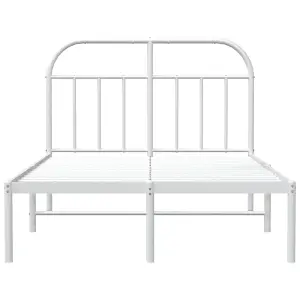 Berkfield Metal Bed Frame with Headboard White 120x190 cm