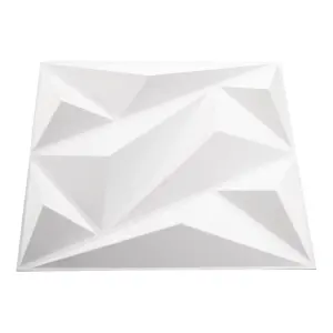 12 Pack White Square 3D Diamond Design PVC Wall Panels Home Wall Decorative Tiles 50cm x 50cm, 3m² Pack