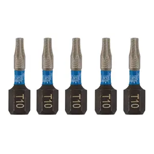 Draper Expert TX-STAR Impact Screwdriver Bits, T10 x 25mm, 1/4" Hex (Pack of 5) 05491