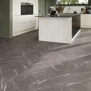 GoodHome Mambo Grey Natural Marble effect Textured Click vinyl Tile Sample