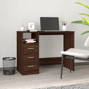 Berkfield Desk with Drawers Brown Oak 102x50x76 cm Engineered Wood