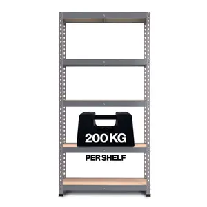 RB BOSS Garage Shelving Unit FastLok 5 Shelf MDF Galvanised Steel (H)1800mm (W)900mm (D)450mm, Pack of 2