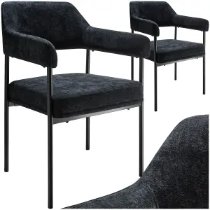 armchair Doé, upholstered, steel legs - Woven fabric black/black