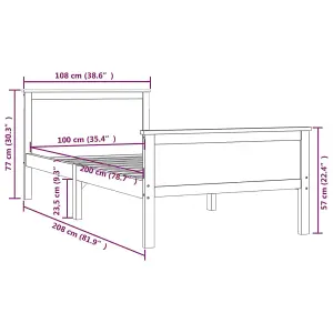 Berkfield Bed Frame Honey Brown Solid Wood Pine 100x200 cm