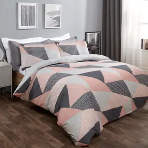 Textured Geometric Duvet Cover with Pillowcase