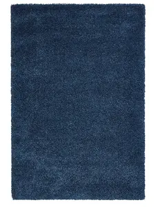 Dark Blue Plain Shaggy Rug, Stain-Resistant Rug, Modern Rug for Bedroom, Living Room, & Dining Room-80cm X 150cm