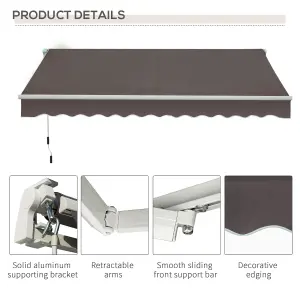 Outsunny Manual Retractable Awning Garden Shelter Canopy 3 x 2m Grey