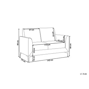 2 Seater Fabric Sofa Grey FENES