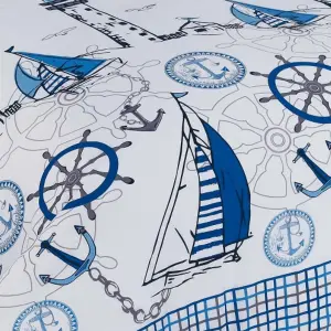 Sailboats Nautical Duvet Cover Set Fully Reversible Bedding Blue - King