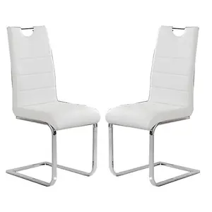 Petra White Faux Leather Dining Chairs In Pair