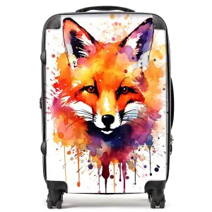 Watercolour Splashart Fox Face Suitcase - Medium