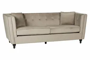 Interiors by Premier Ferris Mink Velvet 3 Seat Sofa