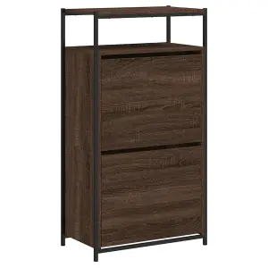 Shoe Cabinet Brown Oak 60x34x112 Engineered Wood