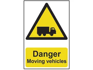 Scan Danger Moving Vehicles Sign - Durable PVC 400 x 600mm Safety Notice