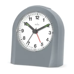 Analogue Quartz Movement / Crystal Alarm Tabletop Clock in White Grey